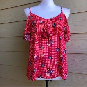 Everly Floral Checkered Spaghetti Strap Top Size M
